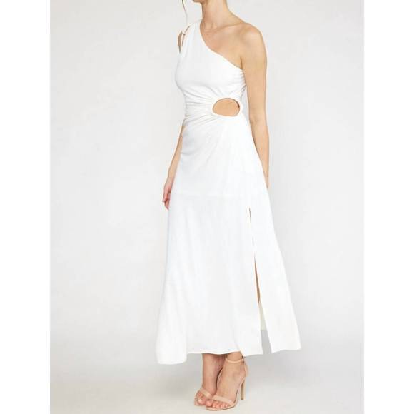 NEW ENTRO single shoulder maxi dress in off white - Picture 2 of 6